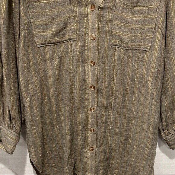 Anthropologie Akemi & Kin Itzel metallic button down blouse size 0 - Picture 5 of 10